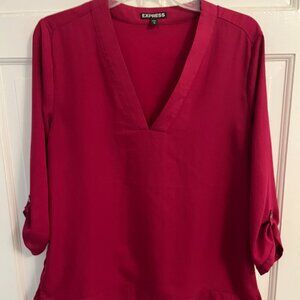 Express Dark Red Long Sleeved Tunic Sz S